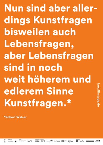 Plakat 67. internationale Kurzfilmtage Oberhausen mit Zitat Robert Walser