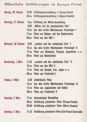 Plakat Internationale Kurzfilmtage Oberhausen / International Short Film Festival 1962/2